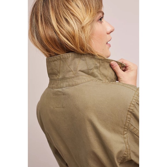 Anthropologie Faux Fur-Trimmed Field Parka Olive Green Jacket Women’s Medium - Picture 3 of 16